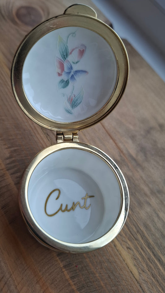 'Cunt' Upcycled Pretty Trinket Pot With Clasp