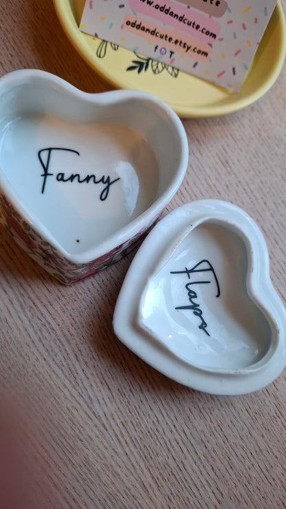 'Fanny Flaps' Upcycled Rose Heart Shaped Trinket Pot
