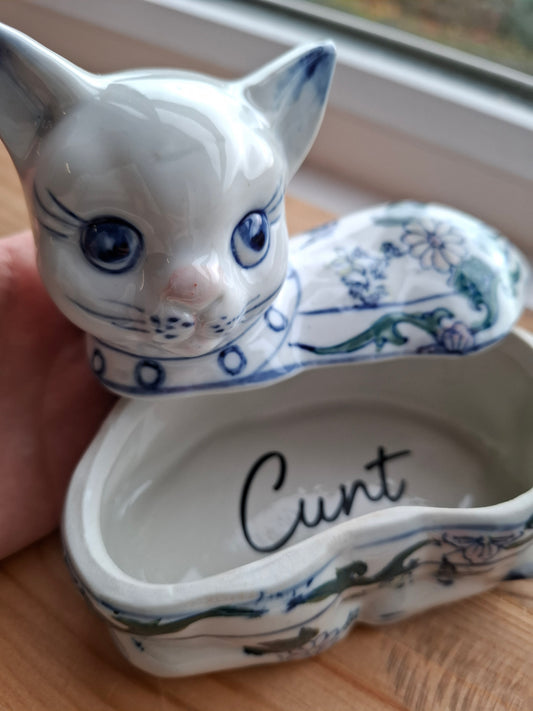 'Cunt' Pretty Cat Ceramic Trinket Pot