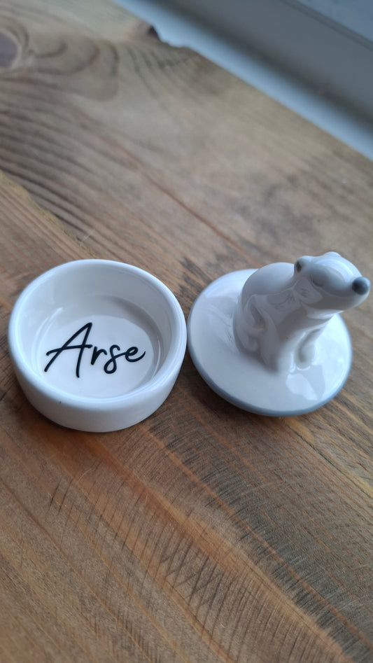 'Arse' Upcycled Bear Trinket Pot