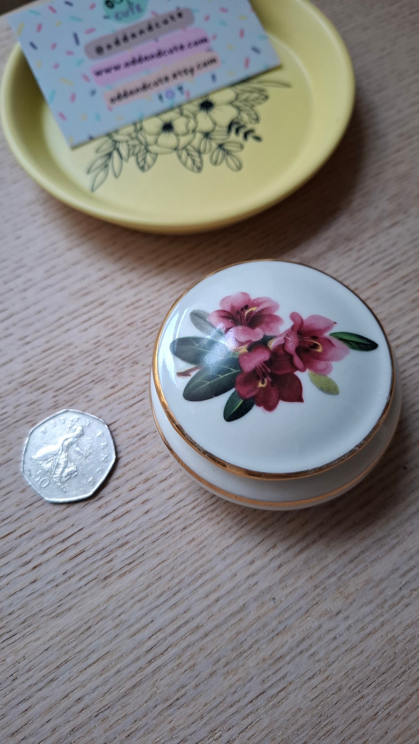 'Toe Rag' Upcycled Pretty Round Floral Trinket Pot