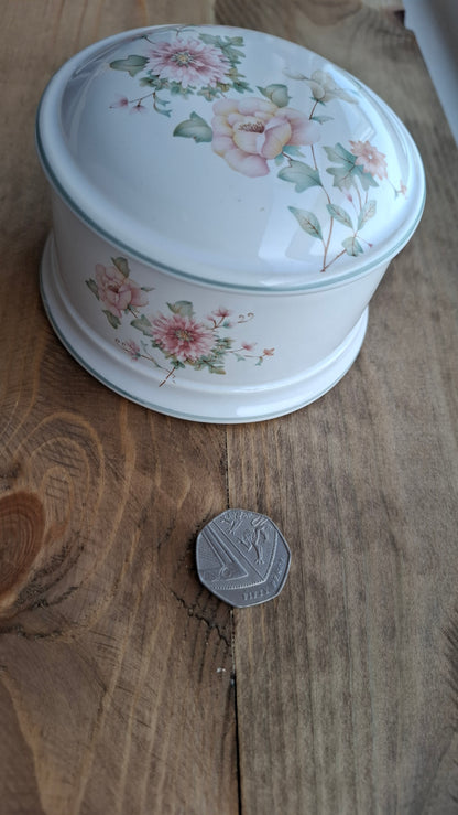 'Beef Curtains' Upcycled Large Floral Trinket Pot