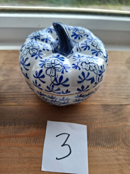 'Cunt' Upcycled Blue/White Pumpkin Trinket Pot