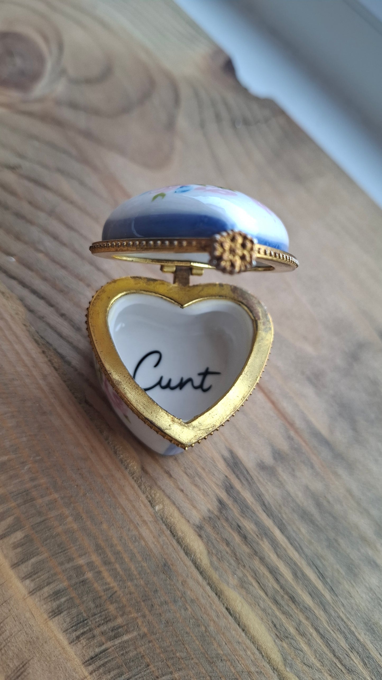 'Cunt' Upcycled Floral Heart Shaped Trinket Pot