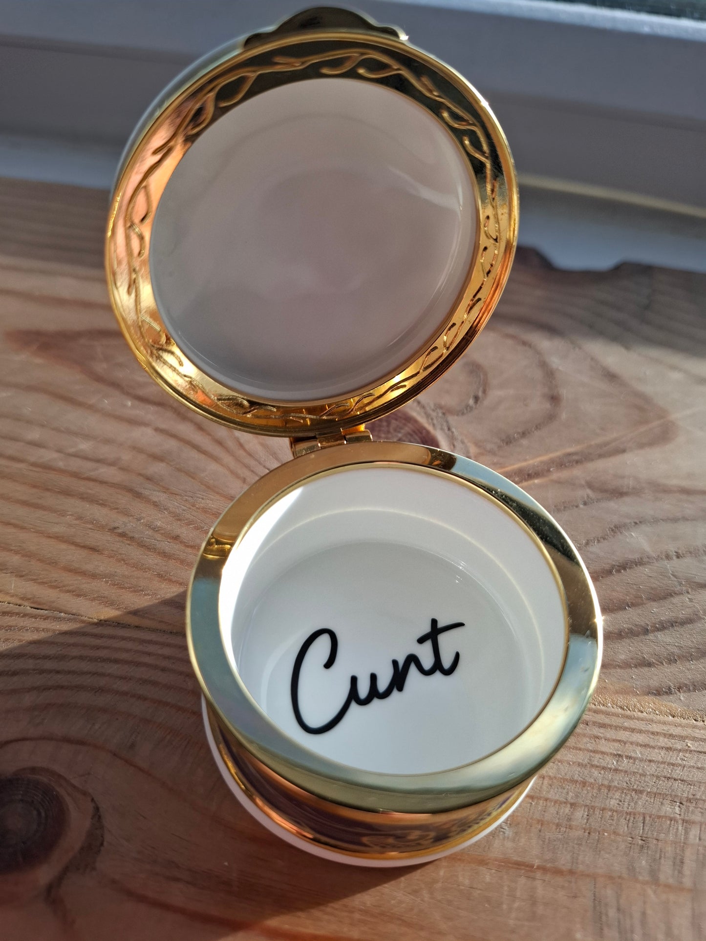 'Cunt' Upcycled Fancy Floral Trinket Pot With Clasp