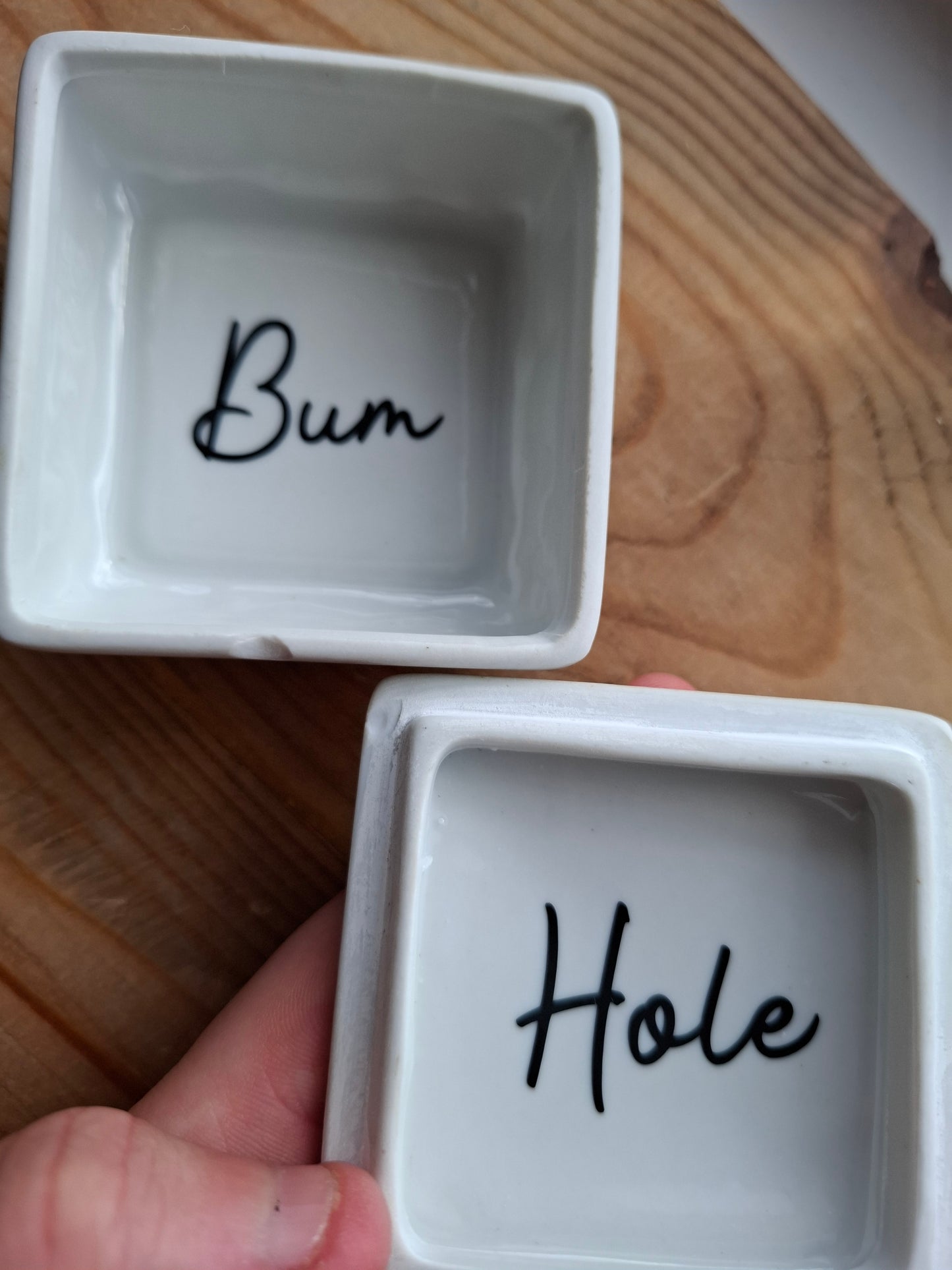 'Bum Hole' Upcycled Square Trinket Pot