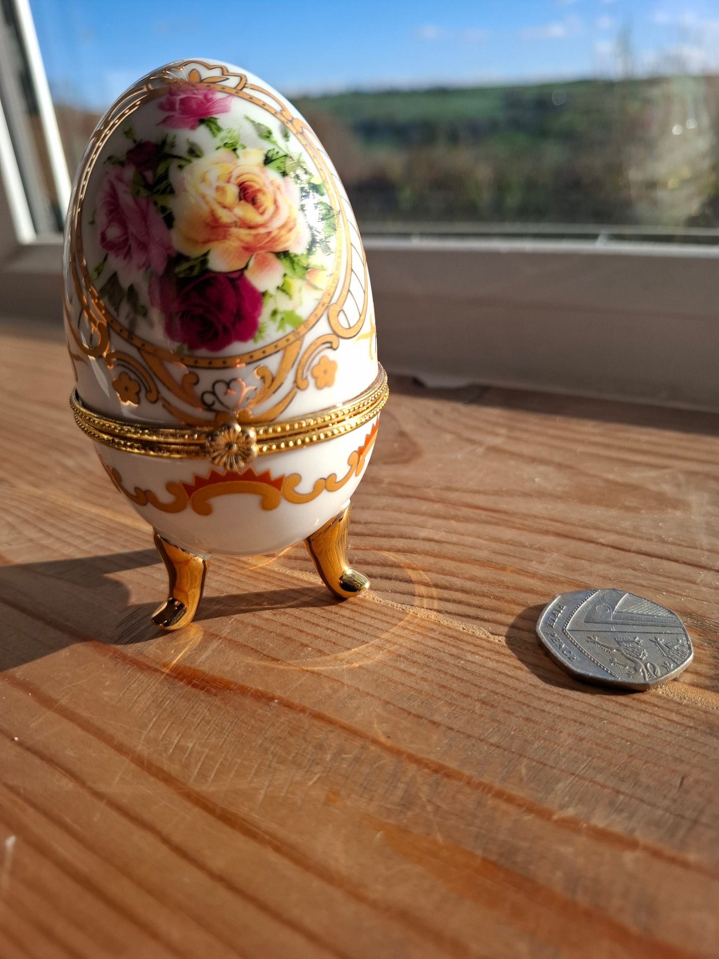 'Cunt' Upcycled White/Gold Fancy Egg Trinket Pot With Legs