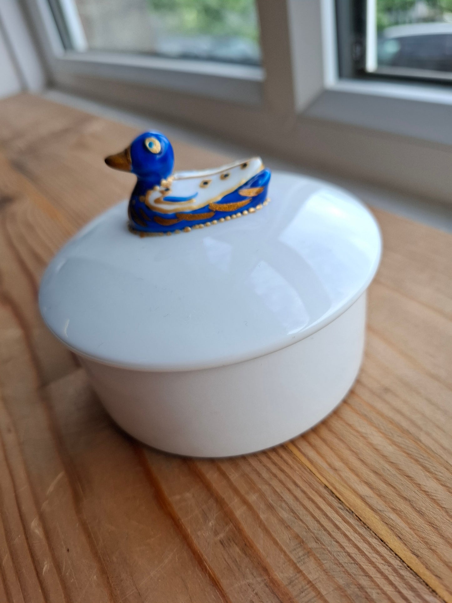'Fuck A Duck' Upcycled Fancy Blue/Gold Duck Trinket Pot