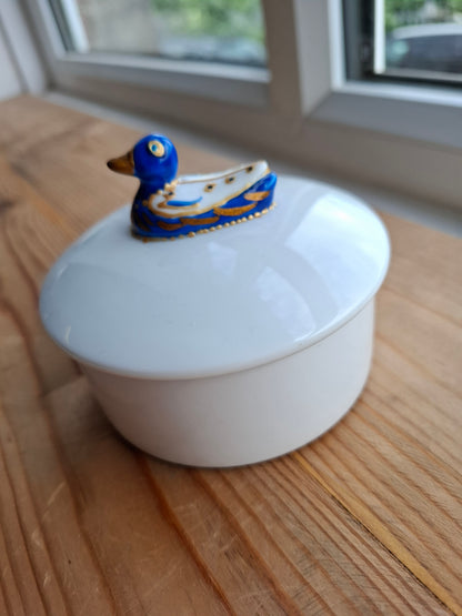 'Fuck A Duck' Upcycled Fancy Blue/Gold Duck Trinket Pot
