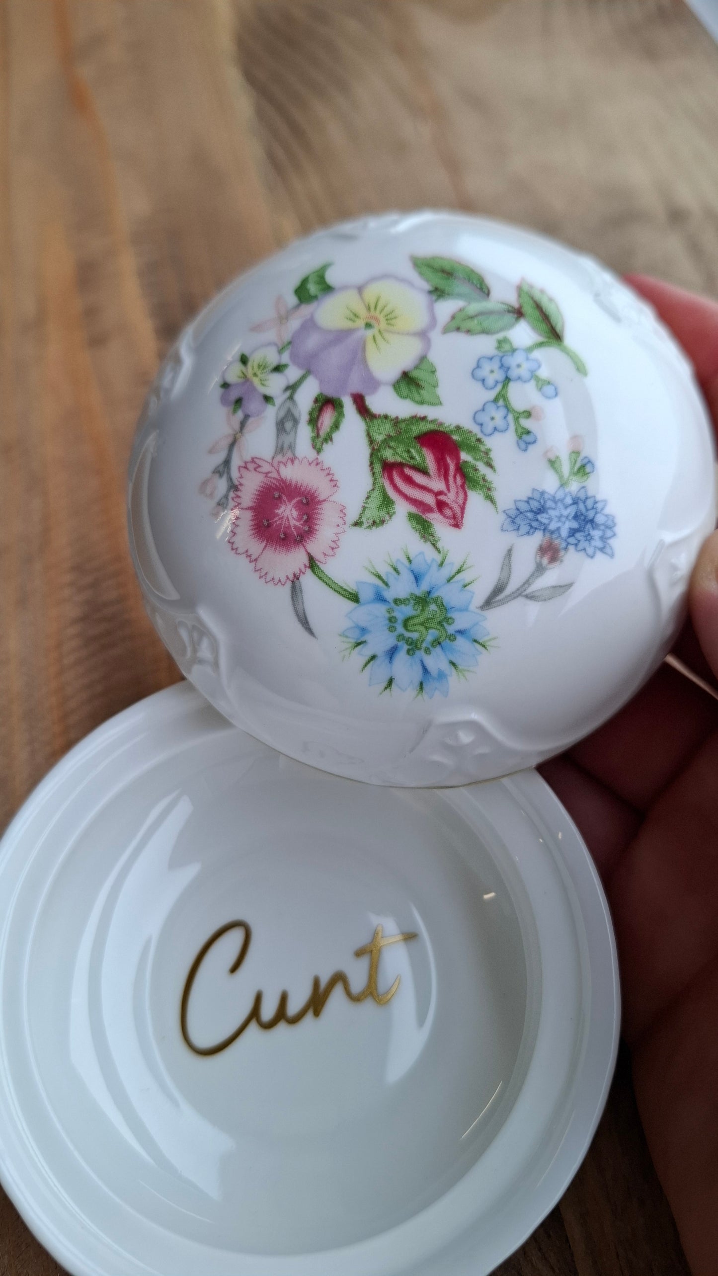 'Cunt' Upcycled Pretty Aynsley Trinket Pot