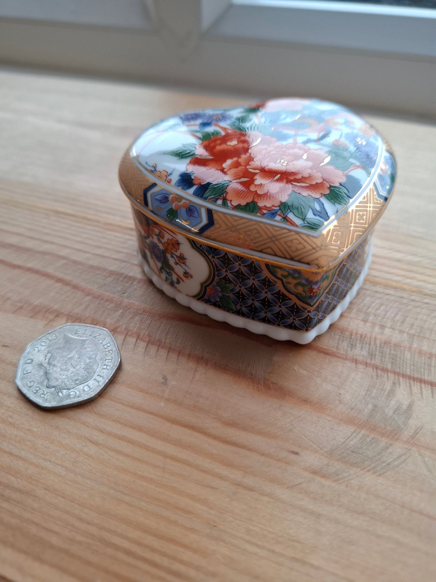 'Bitch' Upcycled Heart Shaped Bright Bird Floral Trinket Pot