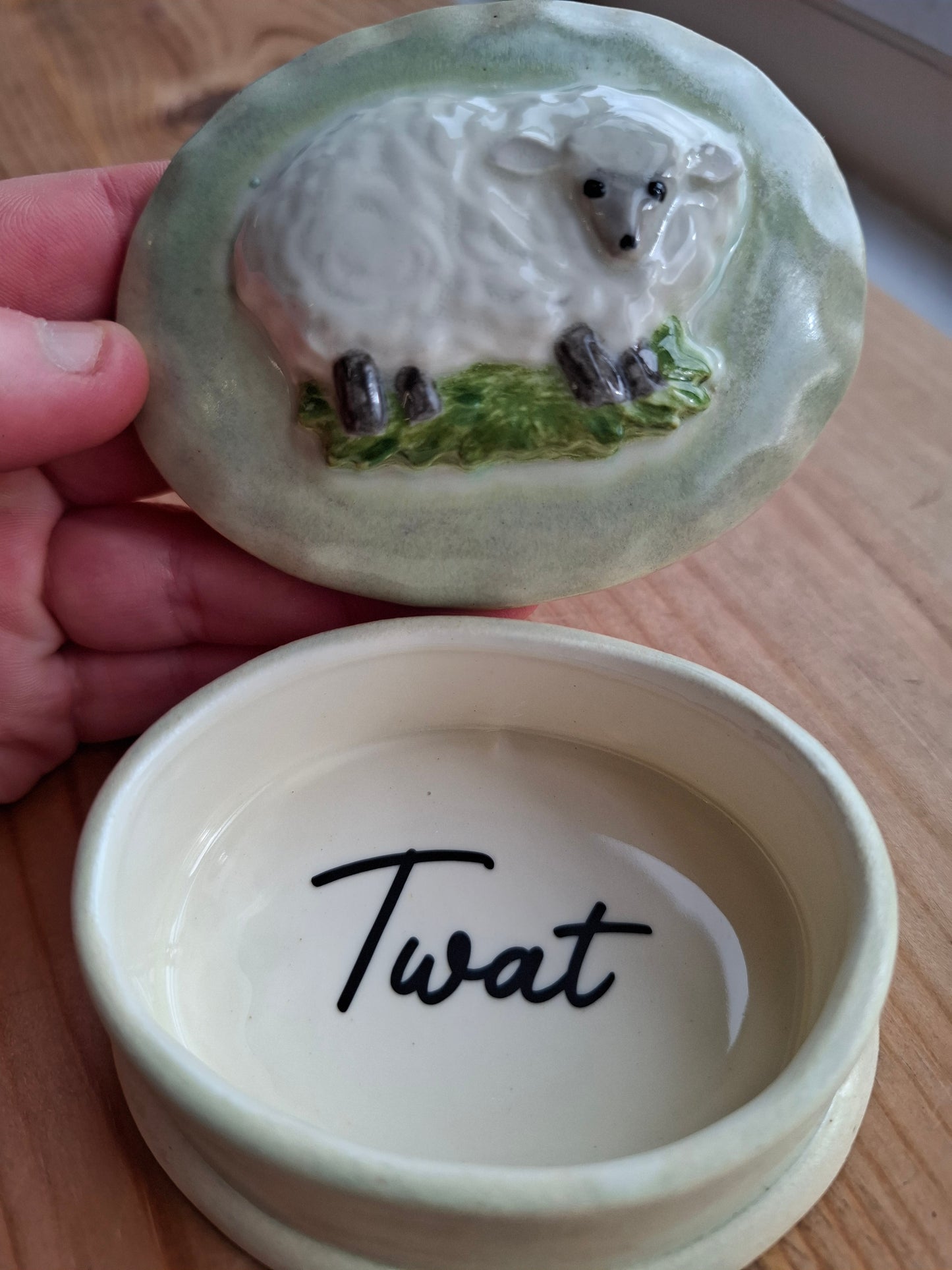 'Twat' Upcycled Sheep Oval Trinket Pot