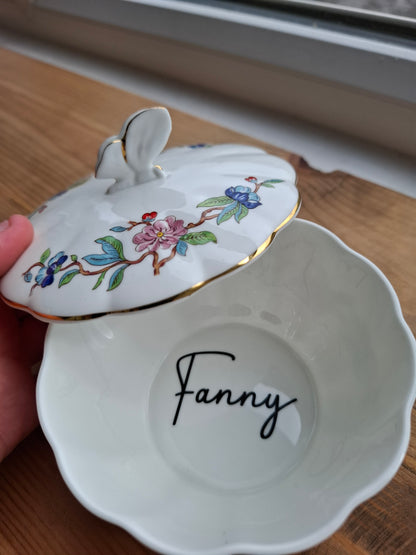'Fanny Flaps' Upcycled Butterfly Handle Trinket Pot
