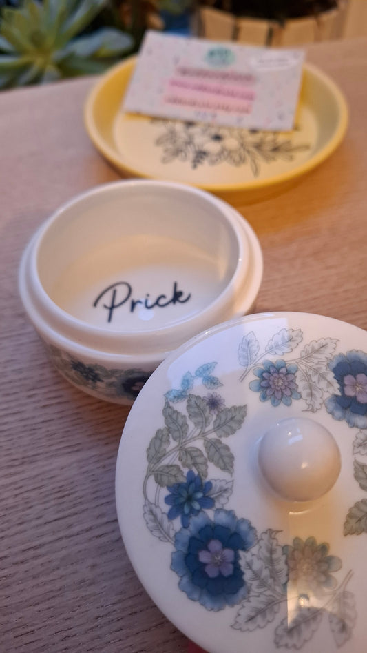 'Prick' Upcycled Wedgwood Blue Floral Trinket Pot