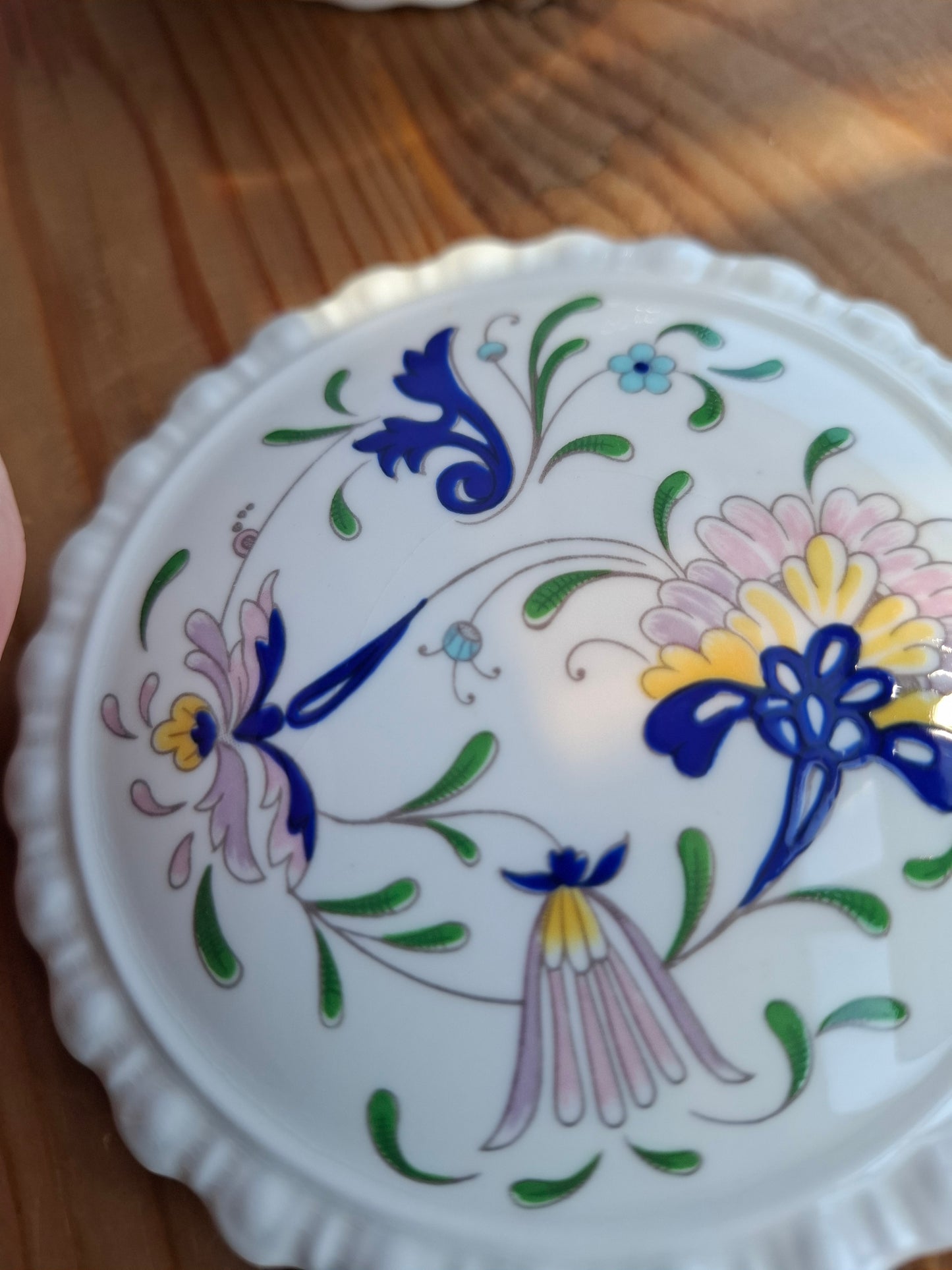 'Slag' Upcycled Purple Floral Frilly Trinket Pot