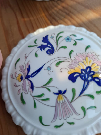 'Slag' Upcycled Purple Floral Frilly Trinket Pot