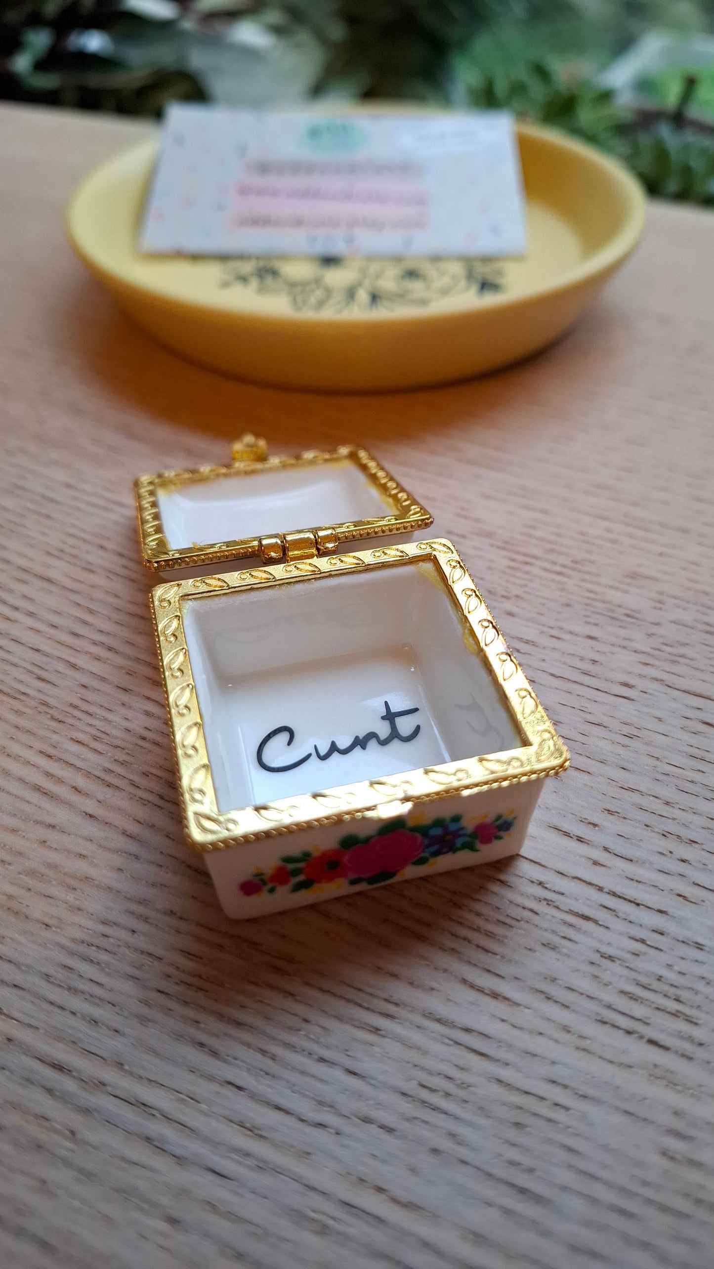 'Cunt' Upcycled Mini Trinket/Pill Pot Red and White Floral