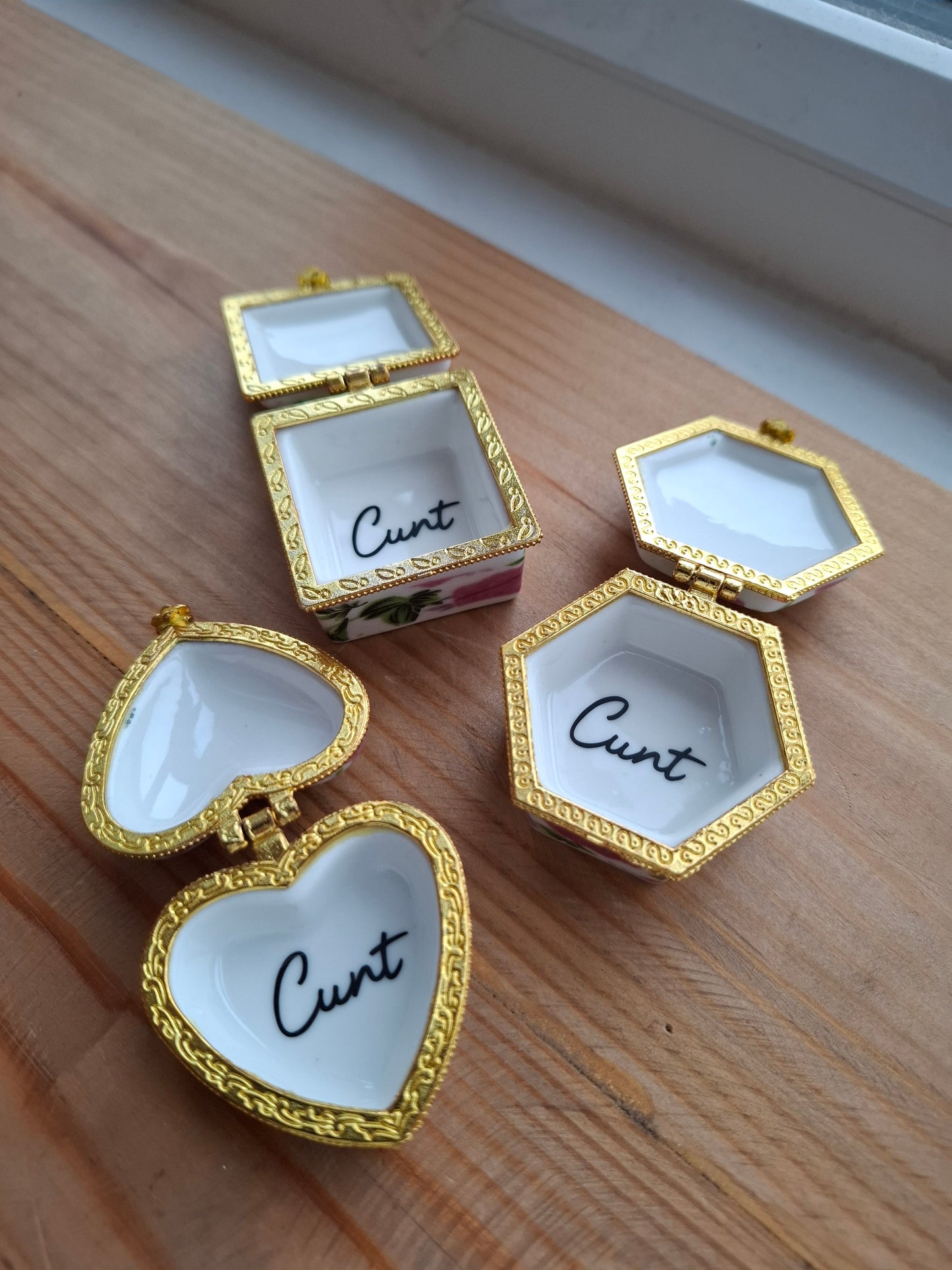 'Cunt' Upcycled Mini Trinket/Pill Pot Hot Pink & Green