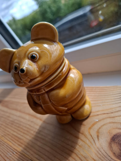 'Cunt' Upcycled Golden Brown Bear Trinket Pot (Crackled Glaze)