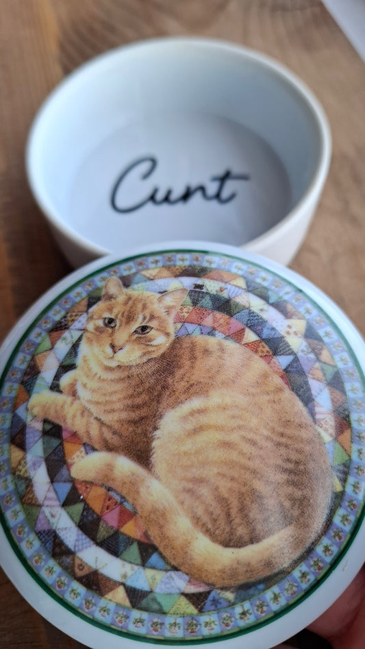 'Cunt' Upcycled Ceramic Cat Ashtray