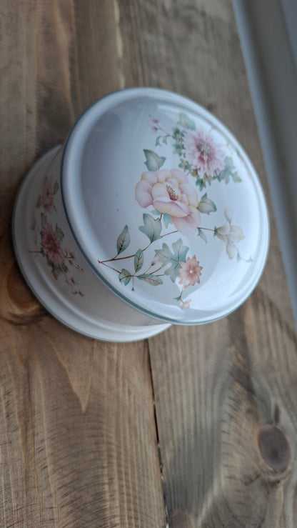 'Beef Curtains' Upcycled Large Floral Trinket Pot