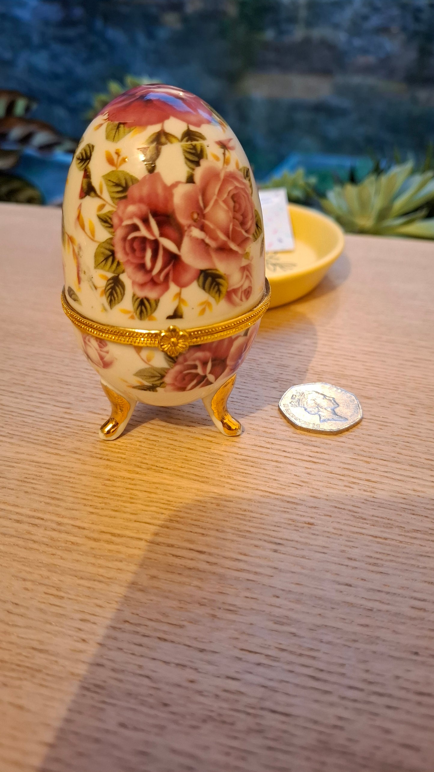 'Cunt' Upcycled Pink Rose Large Egg With Feet Trinket Pot