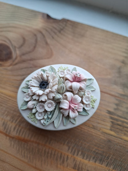 'Cunt' Upcycled Oval Shaped Floral Trinket Pot