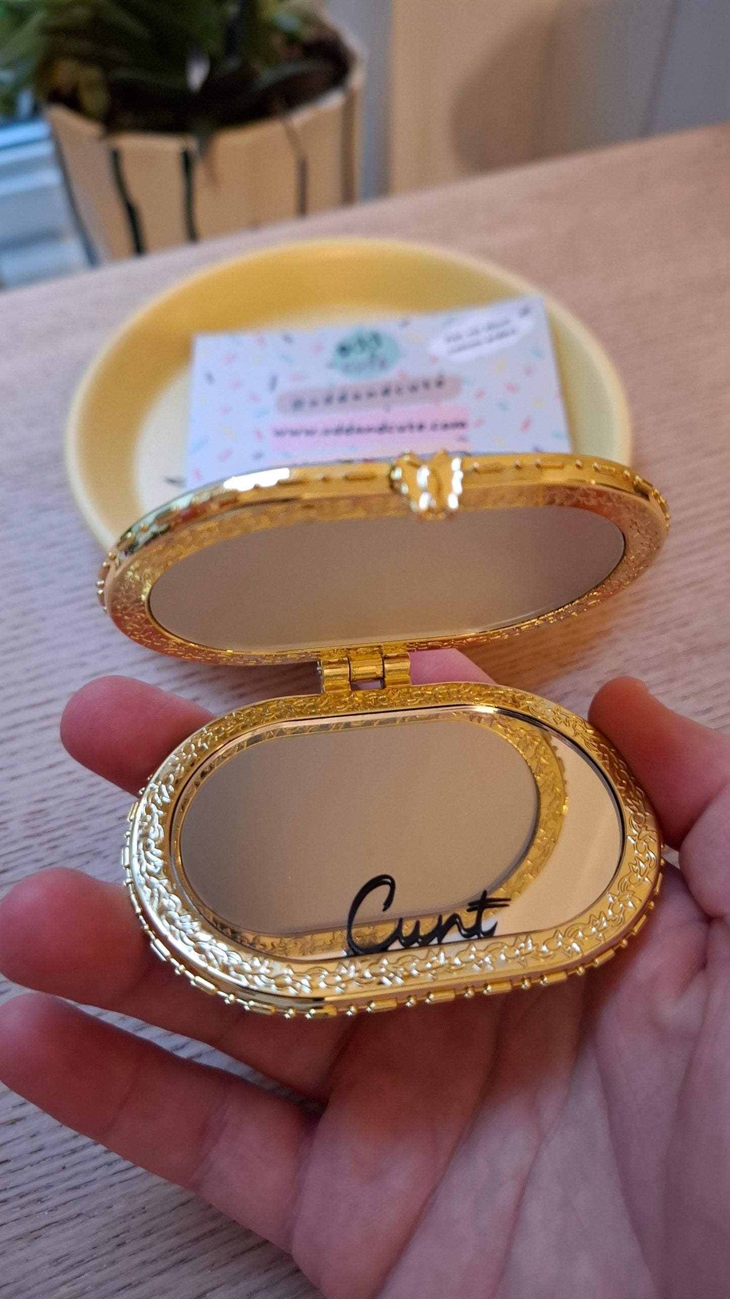 'Cunt' Compact Mirror, Oval Shape