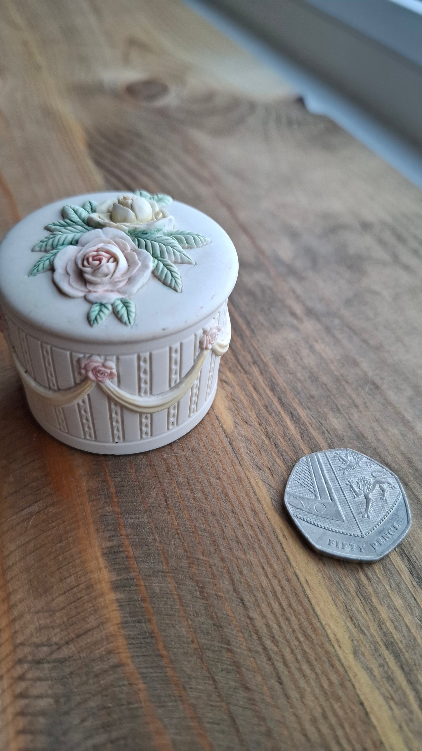'Cunt' Upcycled Round Ribbon & Roses Trinket Pot