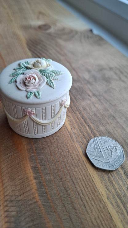 'Cunt' Upcycled Round Ribbon & Roses Trinket Pot
