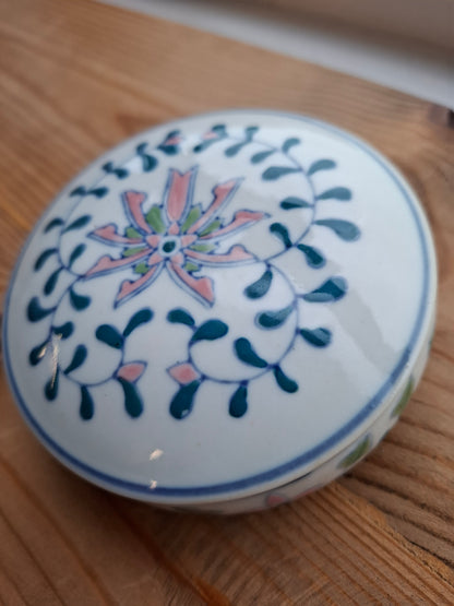 'Beef Curtains' Upcycled Round Patterned Trinket Pot