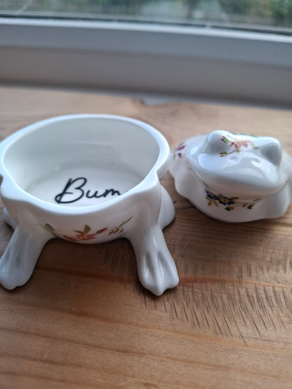 'Bum Hole' Upcycled Personalised Whimsical Frog Trinket Pot