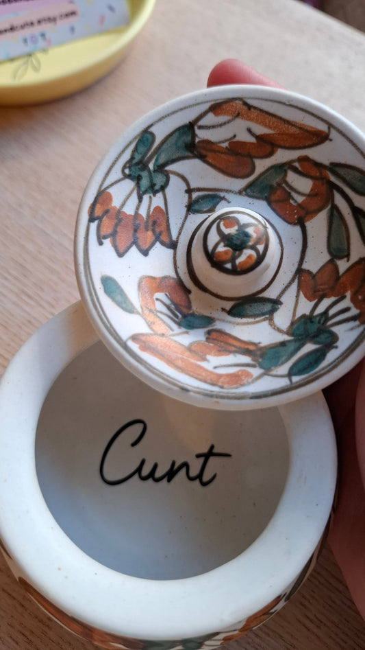'Cunt' Upcycled Chunky Lidded Pot