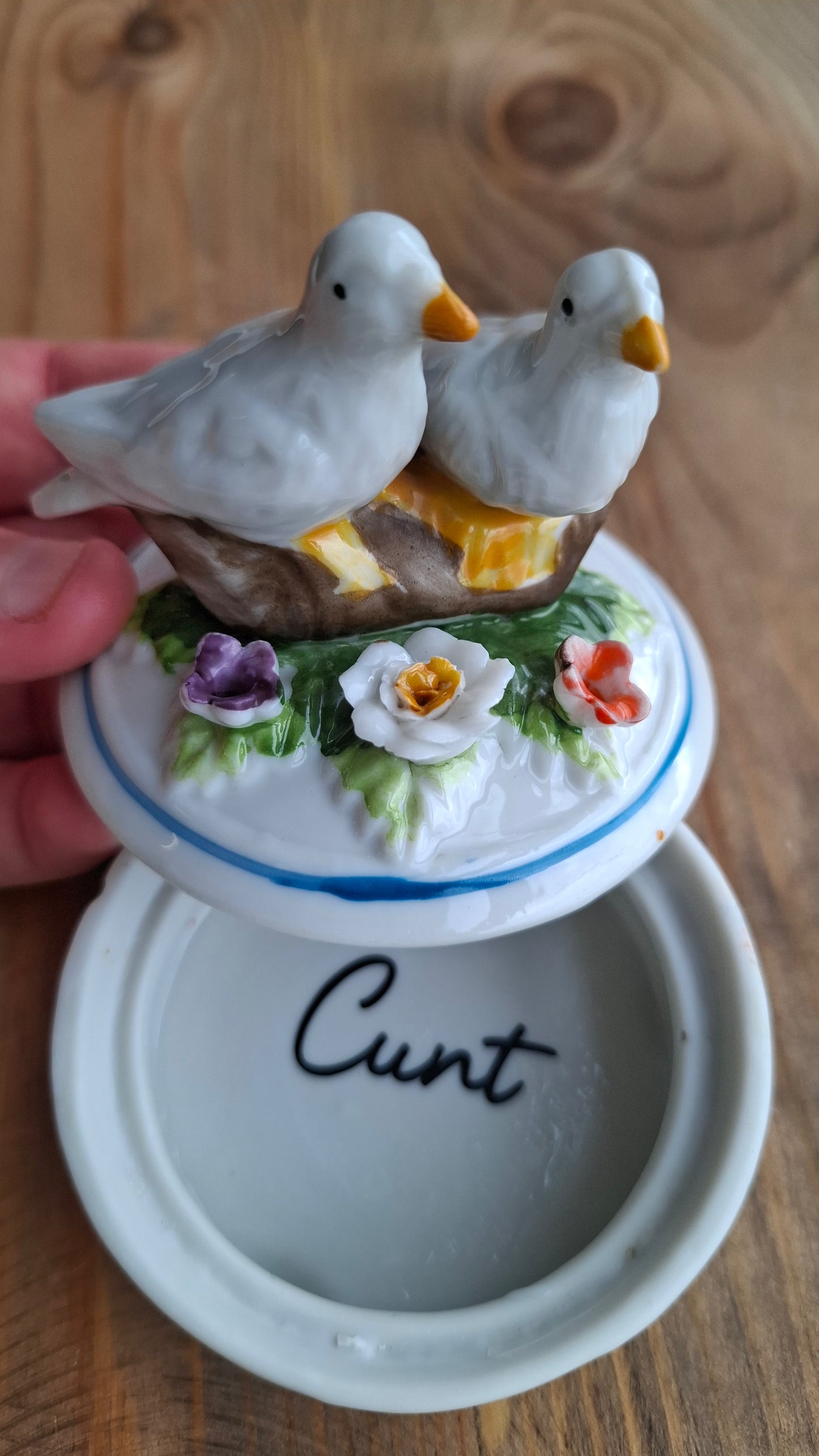 'Cunt' Upcycled Handpainted Birdy Trinket Pot