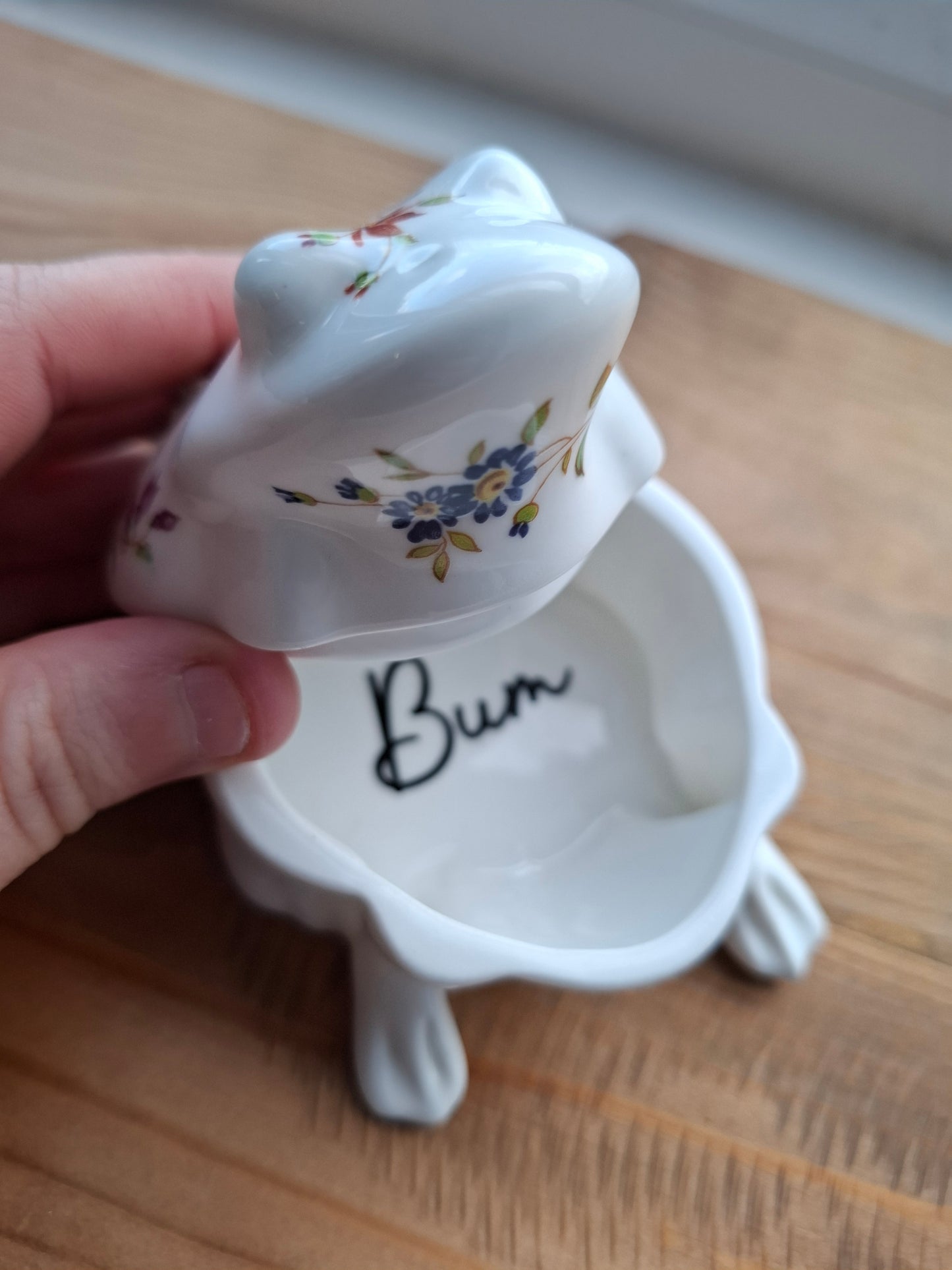 'Bum Hole' Upcycled Personalised Whimsical Frog Trinket Pot