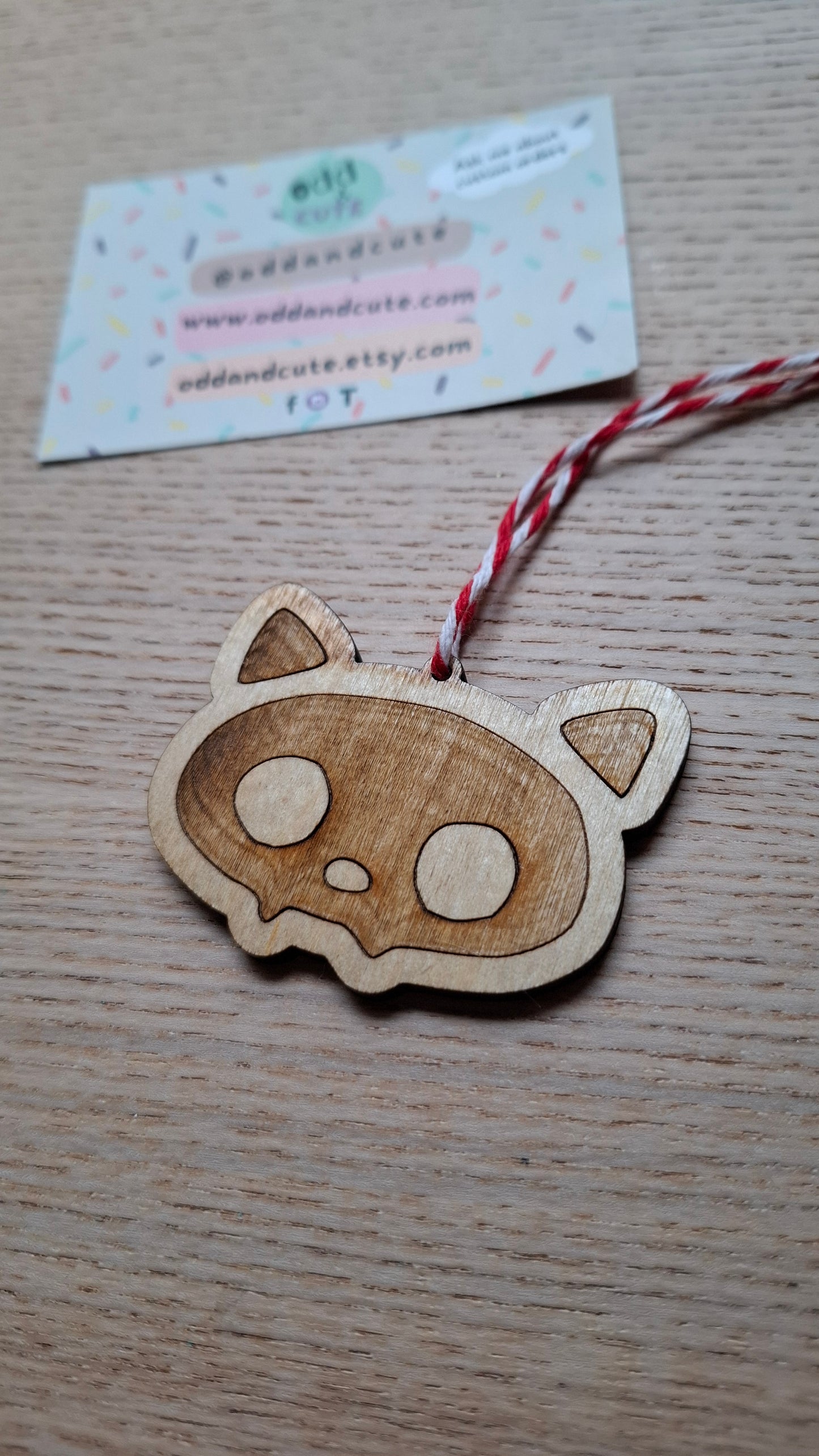 Wooden Cat Skull Christmas Decoration