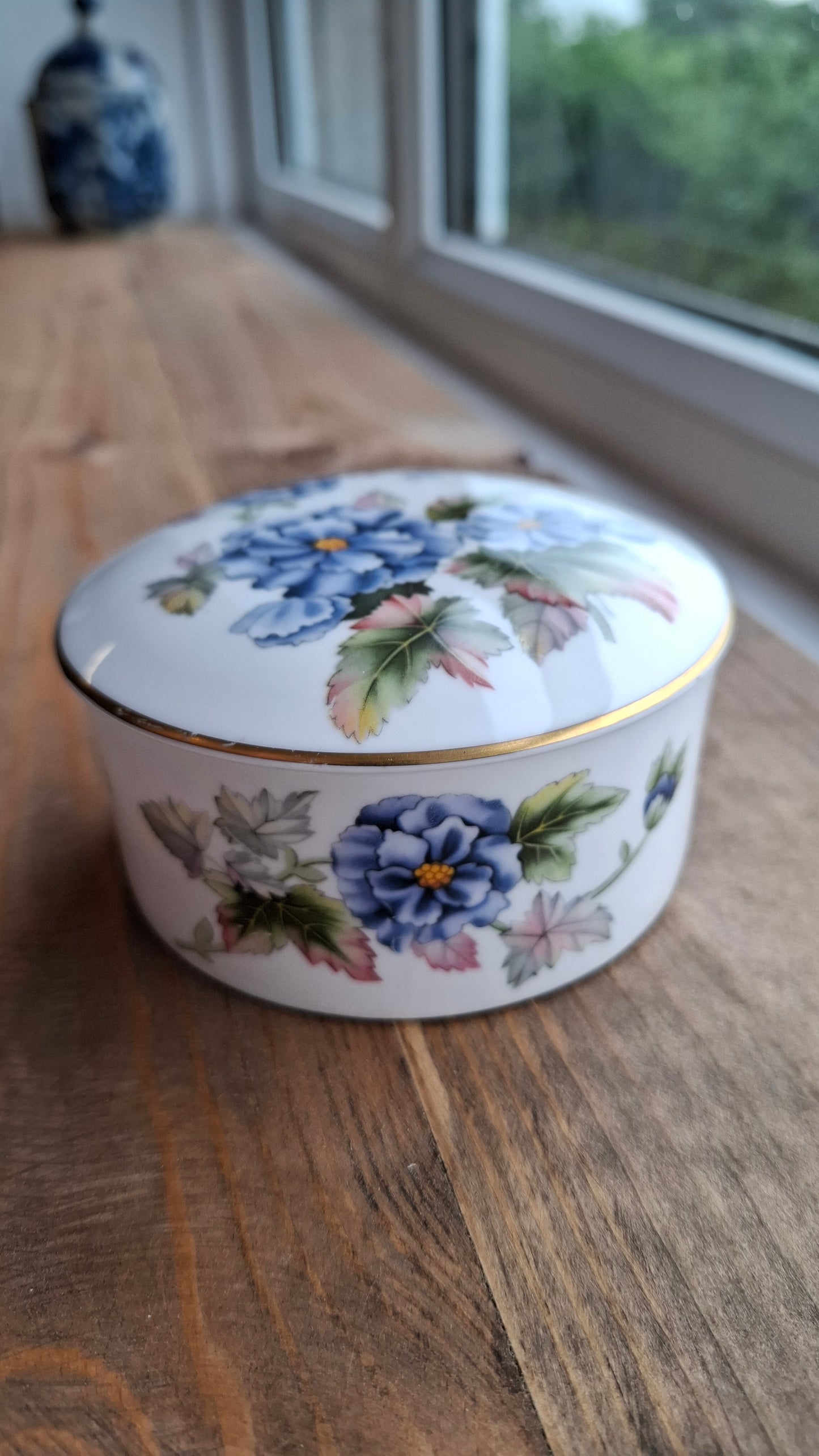 'Cunt' Upcycled Blue Floral Medium Sized Trinket Pot