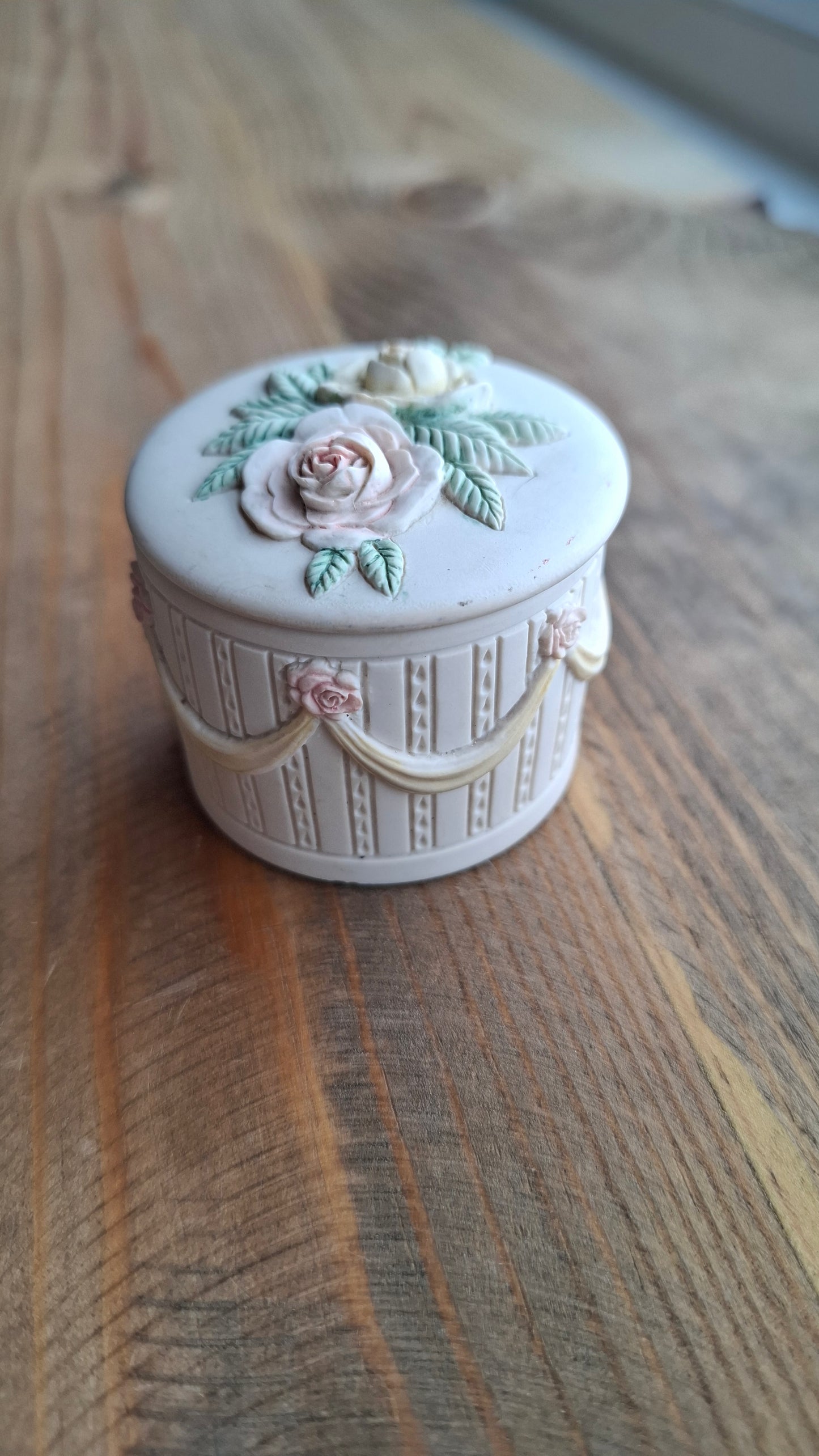 'Cunt' Upcycled Round Ribbon & Roses Trinket Pot