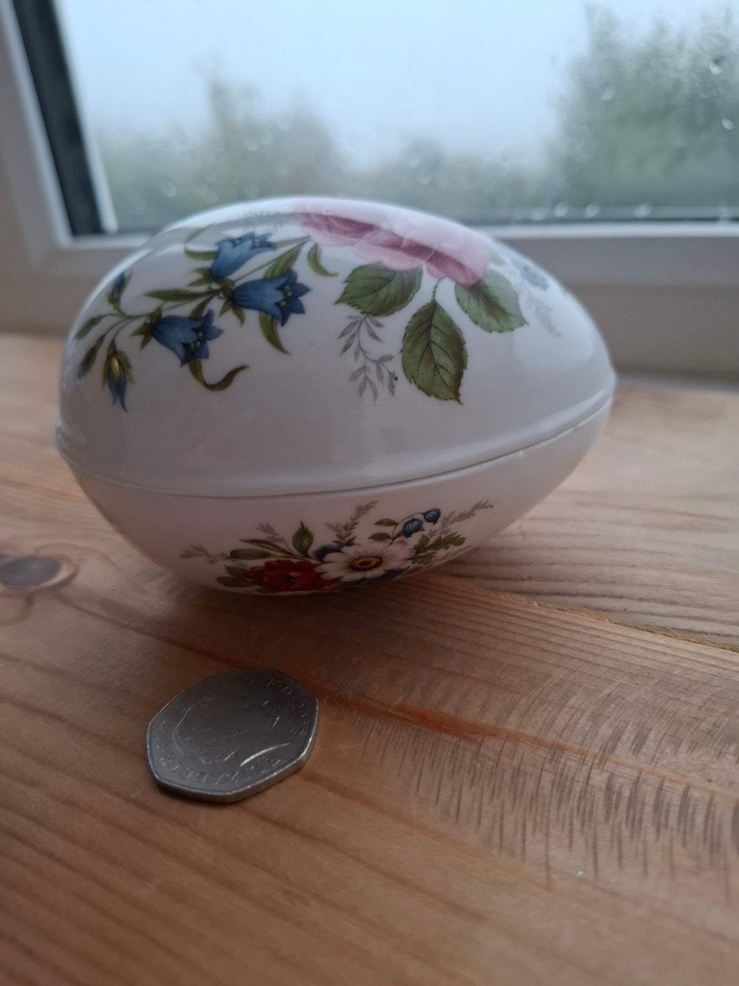 'Cunt' Upcycled Large Floral Egg Shaped Trinket Pot