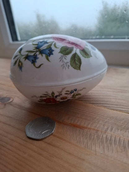 'Cunt' Upcycled Large Floral Egg Shaped Trinket Pot