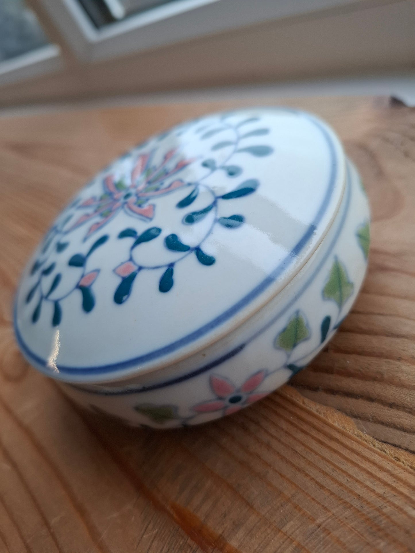 'Beef Curtains' Upcycled Round Patterned Trinket Pot
