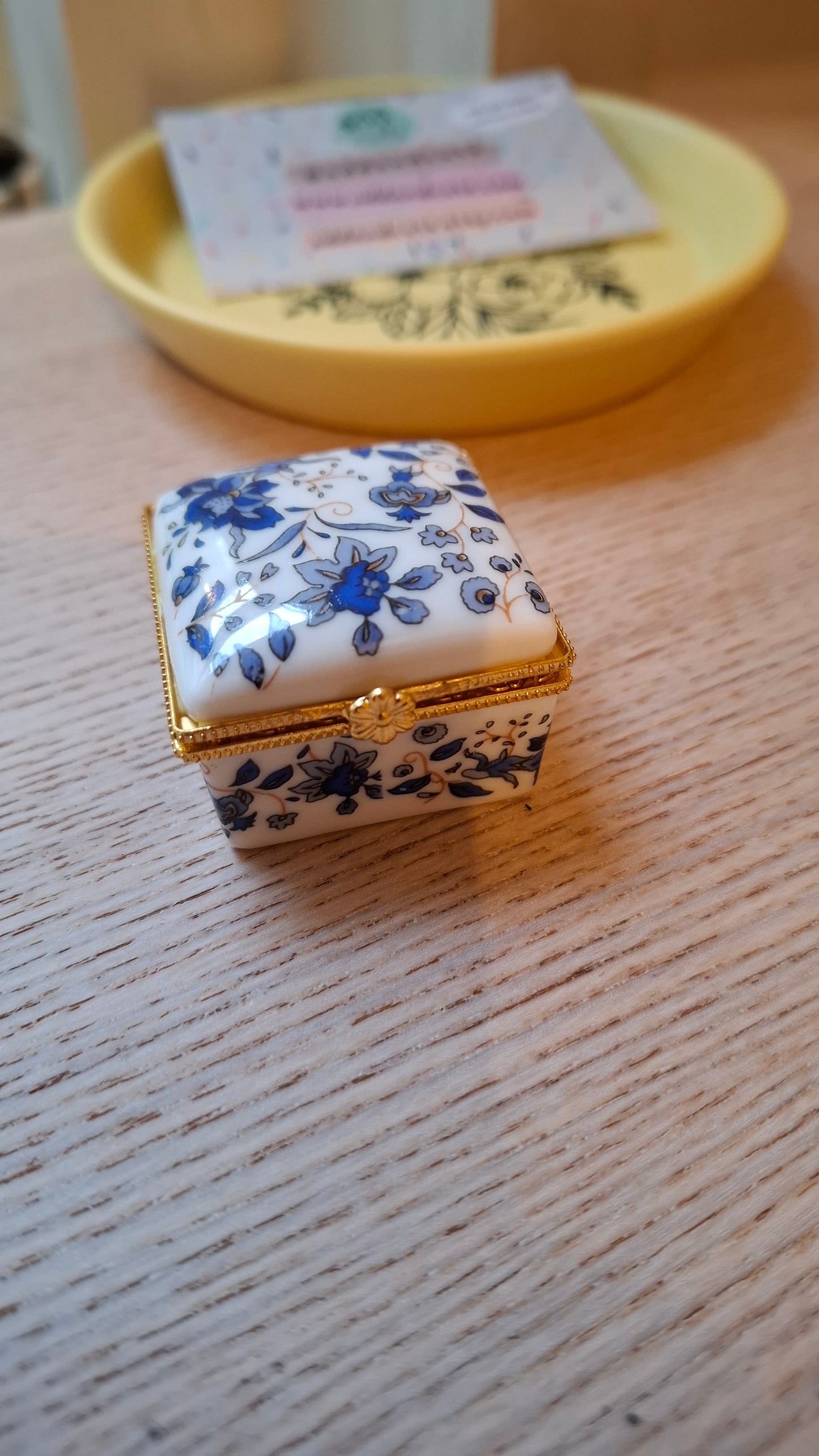 'Cunt' Upcycled Mini Trinket/Pill Pot Blue & White Floral