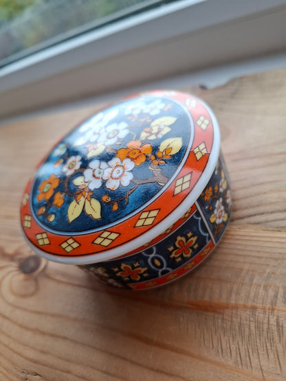 'Cunt' Bright Orange/Navy Patterned Trinket Pot