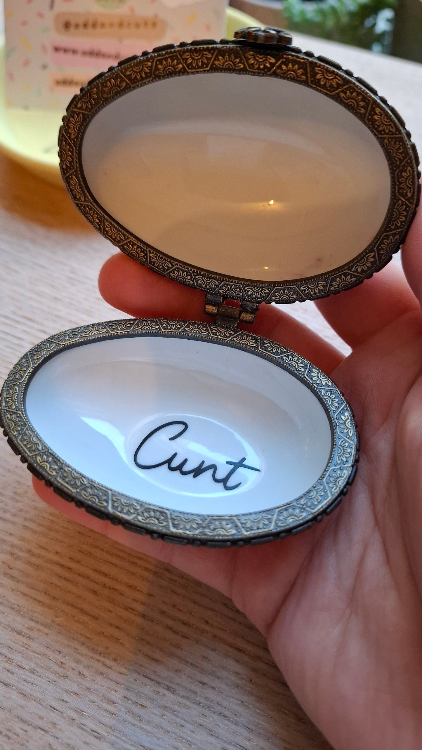 'Cunt' Upcycled Fancy Pink Egg Trinket Pot