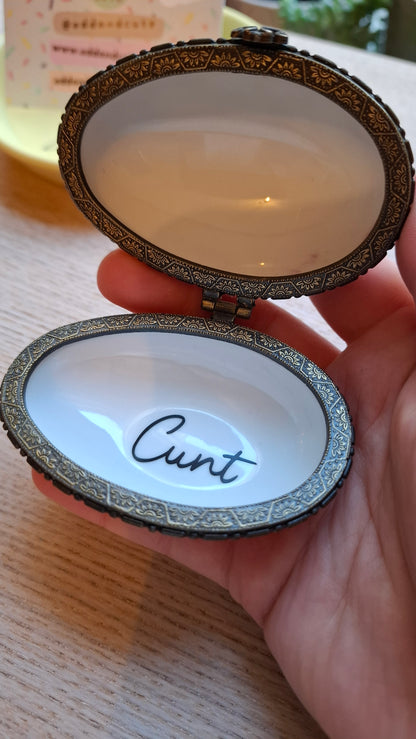 'Cunt' Upcycled Fancy Pink Egg Trinket Pot