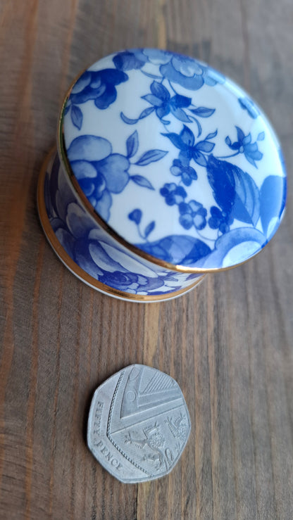 'Bum Hole' Upcycled Blue And White Pattern Trinket Pot