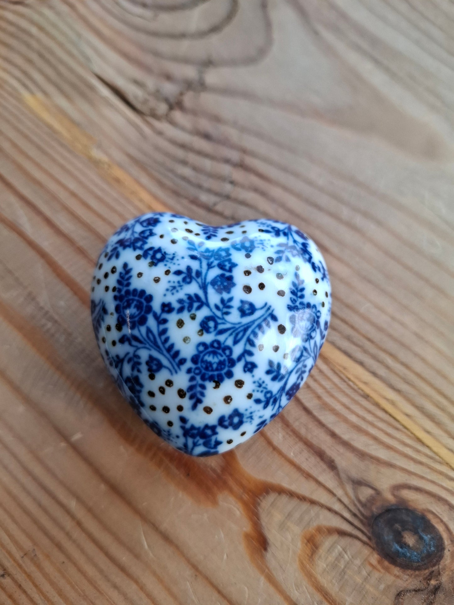 'Cunt' Upcycled Small Heart Blue/White Dotty Trinket Pot