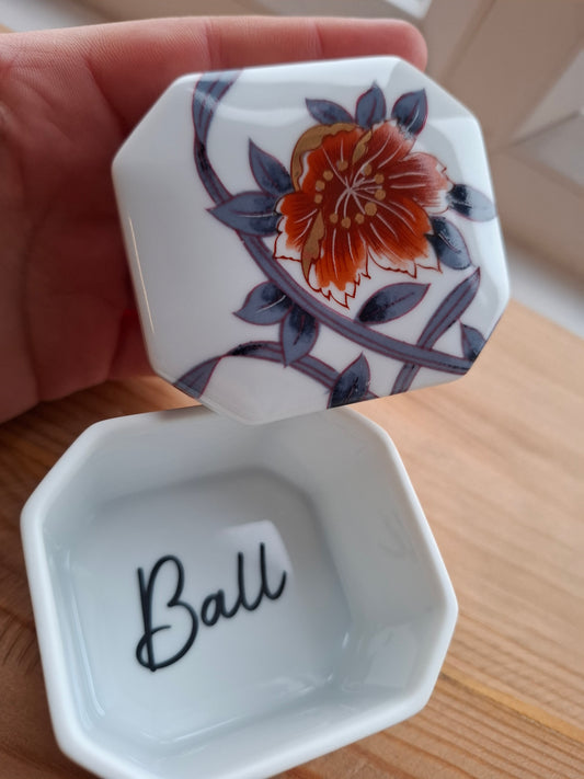 'Ball Bag' Upcycled Red/Blue Floral Trinket Pot