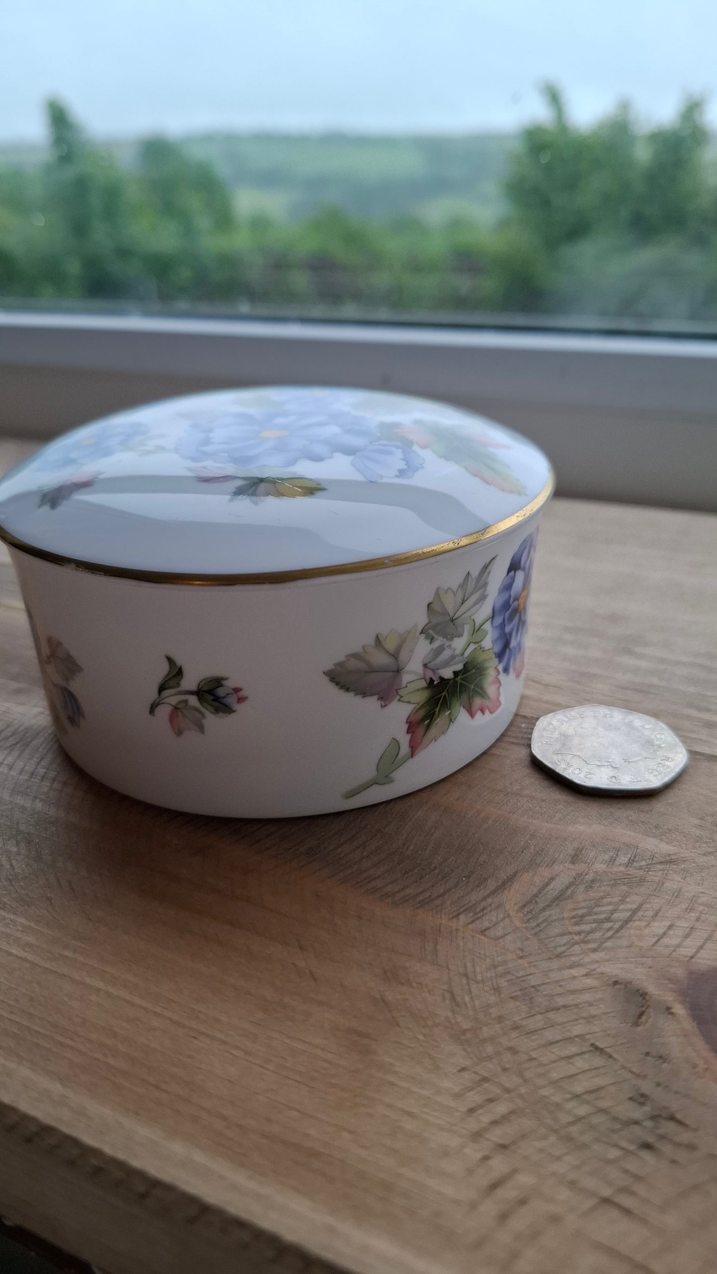 'Cunt' Upcycled Blue Floral Medium Sized Trinket Pot