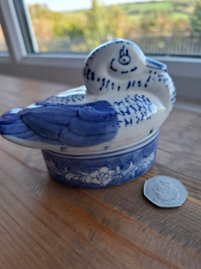 'Cunt' Upcycled Small Blue/White Duck Trinket Pot